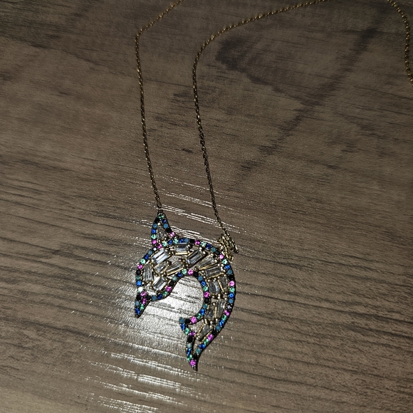 Silver and Blue Dolphin Pendant Necklace - Picture 7 of 10